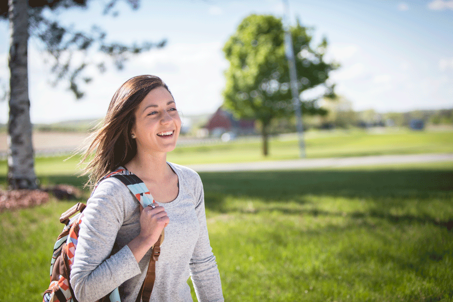 Moraine Park student outside with backpack