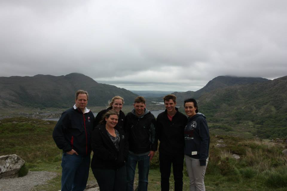 group of students near Ireland mountains