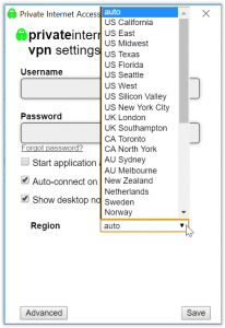 PIA has a lot of regional options for secure connections.