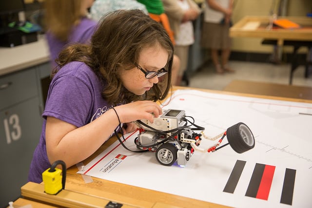 Willow Fry participating in the 2017 Girls Rock Robotics camp.